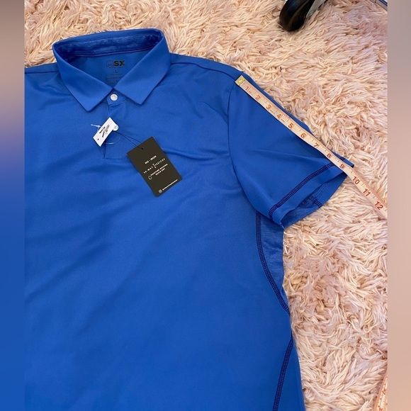 Men's Warehouse MSX Michael Strahan Blue Polo Shirt large NWT - Picture 8 of 10